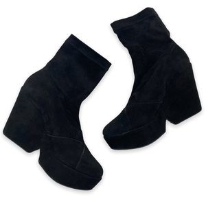 ROBERT CLERGERIE black suede platform sock ankle boots